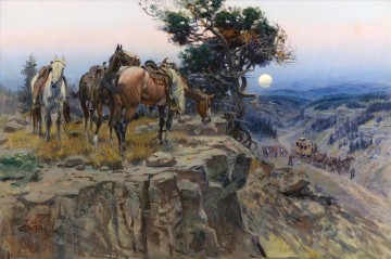 動物 Painting - 西アメリカ インディアナ州 60頭の馬